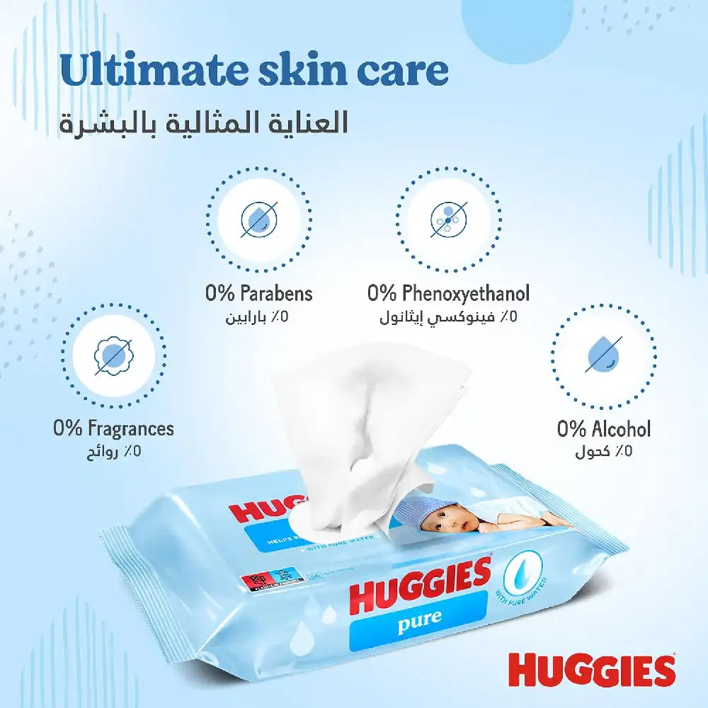 Huggies Pure Baby Wipes, 99% Pure Water Wipes, 10 Pack x 56 (560 Wipes)