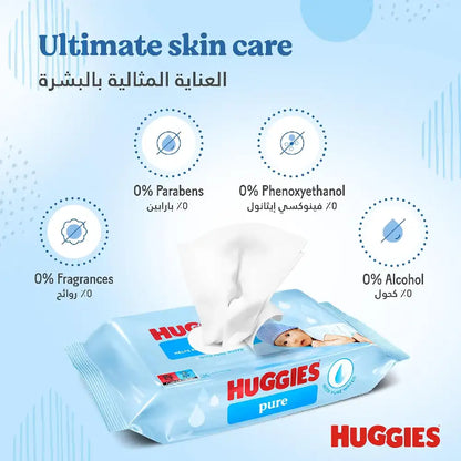 Huggies Pure Baby Wipes, 99% Pure Water Wipes, 10 Pack x 56 (560 Wipes)
