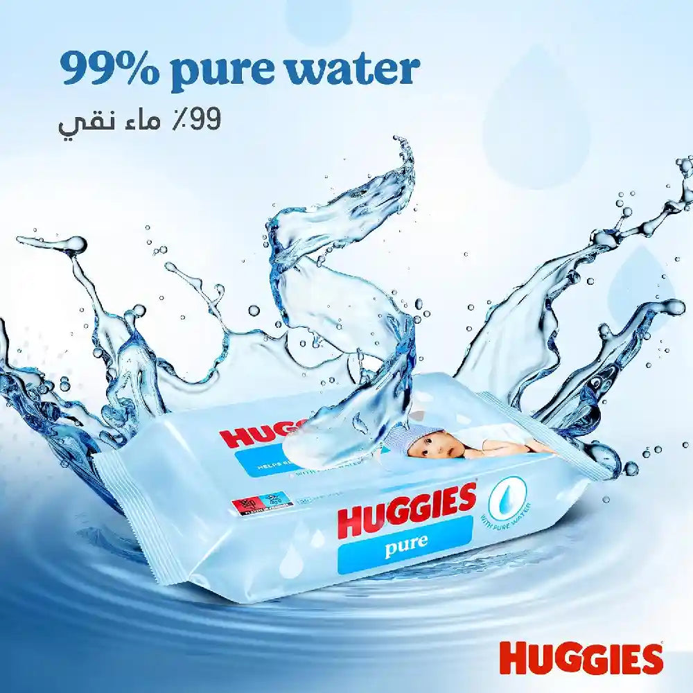Huggies Pure Baby Wipes, 99% Pure Water Wipes, 10 Pack x 56 (560 Wipes)
