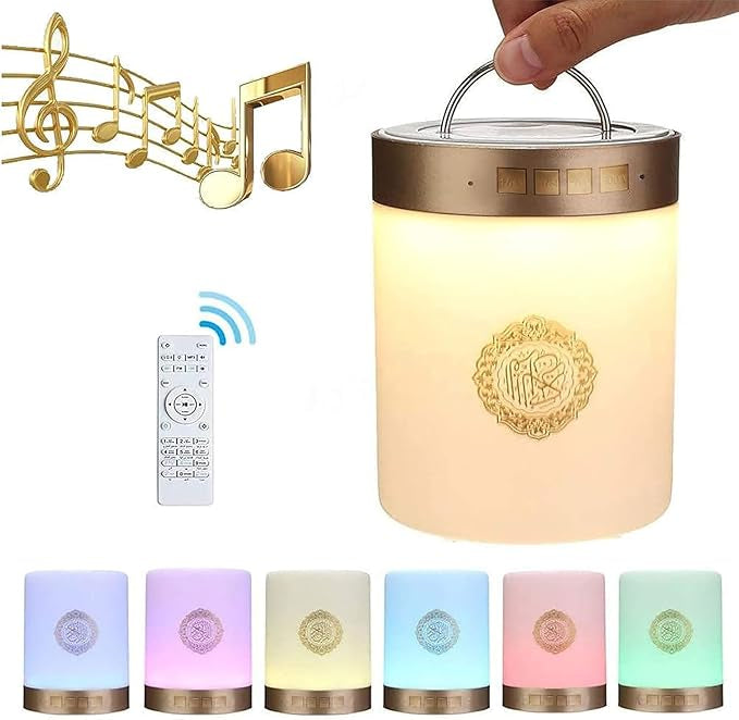 Portable Quran Speaker SQ112 Touch Lamp Touch Quran Lamp Bluetooth Speaker AZAN Speaker with Remote & APP Contro Full Recitations of Famous Imams and Quran Translation in Many Languages