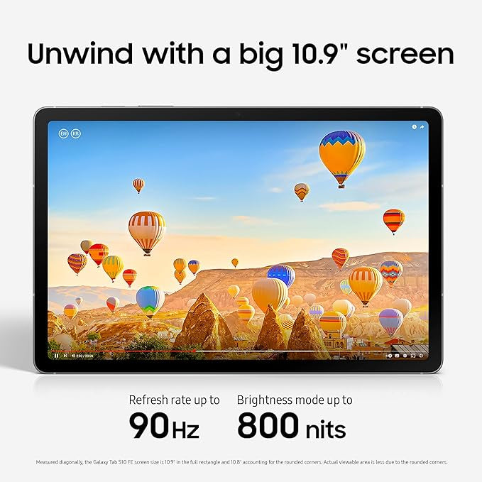 Samsung Galaxy Tab S10 FE 128GB WiFi Android Tablet, Large Display, Long Battery Life, Exynos 1580 Processor, IP68 Water-Resistant, 90 Hz Refresh, S Pen for Note-Taking, Gray- International Version