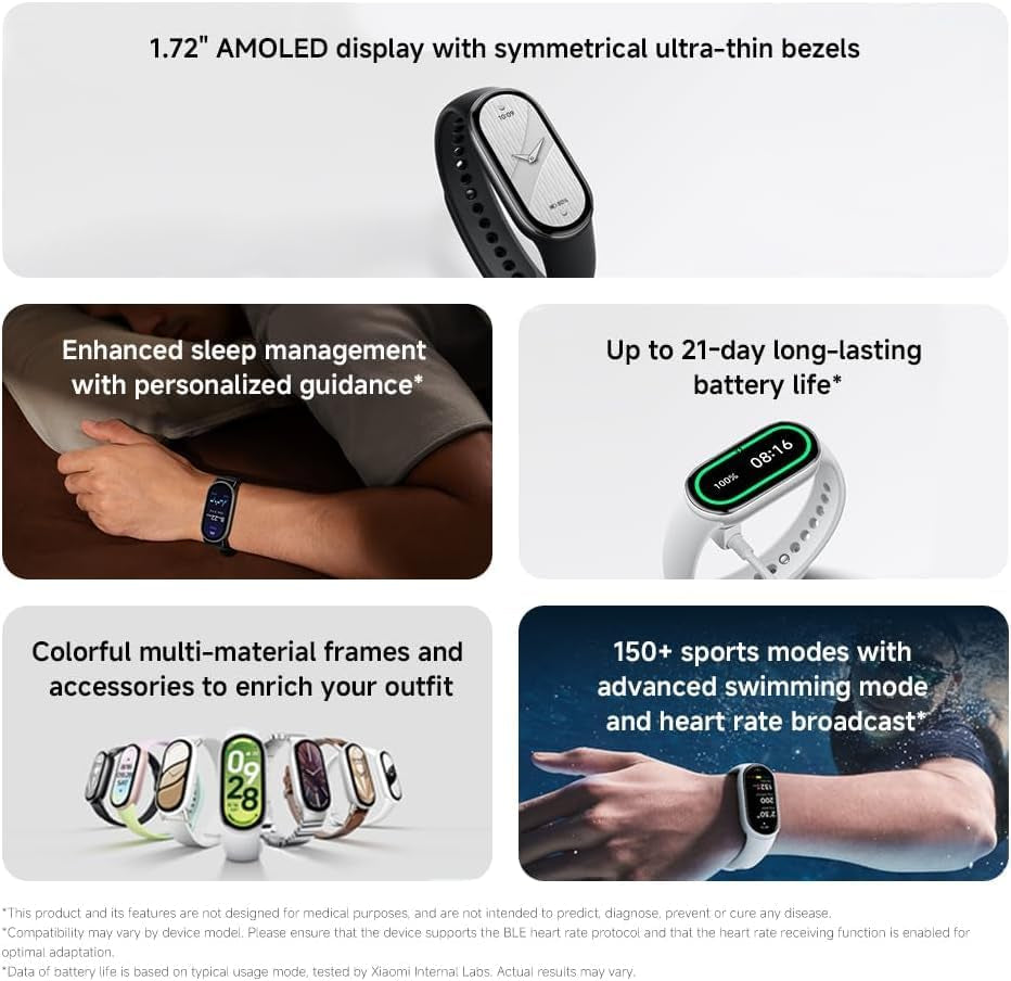 Xiaomi Smart Band 10 Ceramic Edition Pearl White | 1.72''AMOLED Narrow-edge Quadrilateral Display | Professional Workout Analysis | Up to 21-days Battery Life