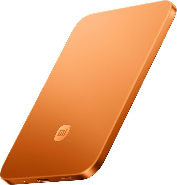 Xiaomi Ultrathin Magnetic Power Bank 5000mAh 15W MagSafe Compatible Power Bank for iPhone, Ultra Slim, Lightweight, Wireless Charging, for iPhone 17/16/15/14/13/12, Radiant Orange