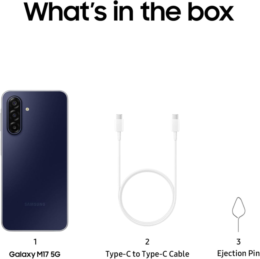 Samsung Galaxy M17 5G (Sapphire Black, 6GB RAM, 128GB Storage)| Circle to Search| Gemini Live| 50MP OIS Triple Camera| IP54 Rating| Gorilla Glass Victus| AI| 6 Gen of OS Upgrades| Without Charger