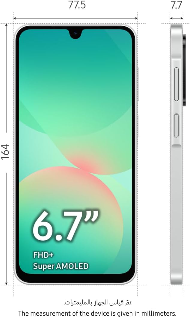 Samsung Galaxy A26 5G, Android Smartphone, 256GB Storage, 8GB RAM, White, 50MP Camera, Large Display, Long Battery Life (UAE Version)