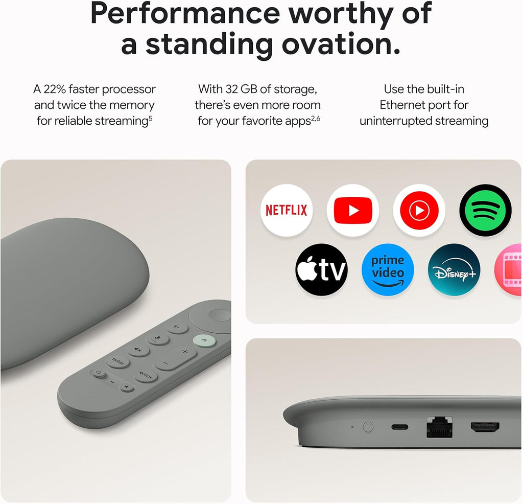 Google Tv Streamer 4K - Fast Streaming Entertainment On Your With Voice Search Remote Watch Movies, Shows, Live Tv, And Netflix In Hdr Smart Home Control 32 Gb Of Storage Hazel