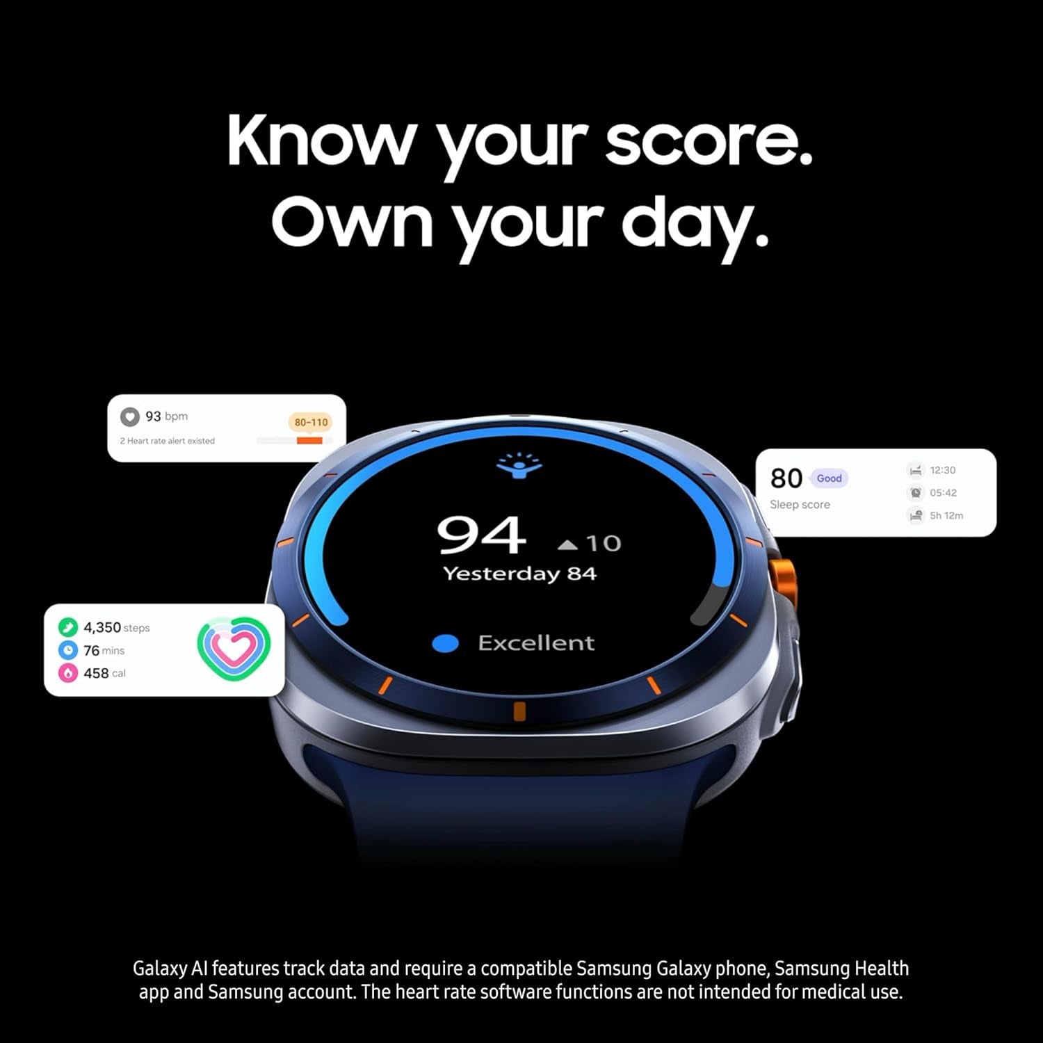 Samsung Galaxy Watch Ultra (2025) 47mm LTE Smartwatch, Titanium Casing, Advanced Sleep Coaching, Running Coach, Energy Score, Heart Rate Tracking, GPS, Titanium Silver [US Version, 2 Yr Warranty]