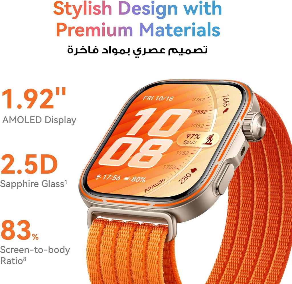 HUAWEI WATCH FIT 5 Pro Smartwatch, 44.5mm FullView Display, iOS & Android, up to 10 Days Battery Life, Golf, Health Management, Sleep & Heart Monitor, ECG, NFC, Mini Work-out, Orange