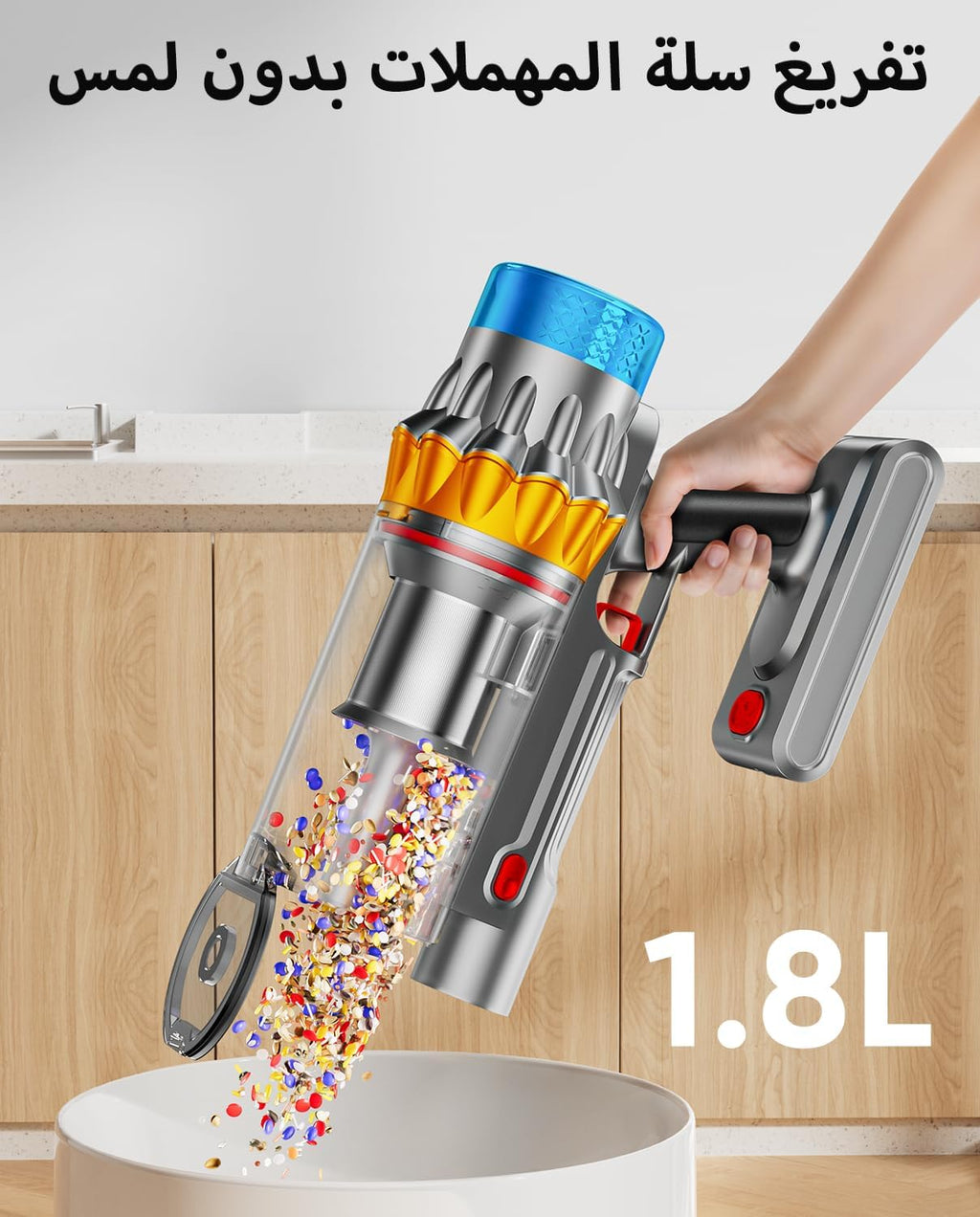 Cordless Vacuum Cleaner, 650W Motor 70Mins 55KPA Powerful, Self-Stand Cordless Stick Vacuum Rechargeable Anti-Tangle/LED Screen/1.8L Cup for Home Pet Hair/Carpet/All Floor