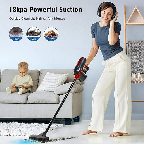 18000Pa Handheld Vacuum Cleaner, Home Stick Vacuum Cleaner Corded, Adjustable Lightweight 3 in 1 Vacuum with HEPA Filter, Strong Suction,600W 1.5L For Pet/Car/Household Hard wood Floor Carpet