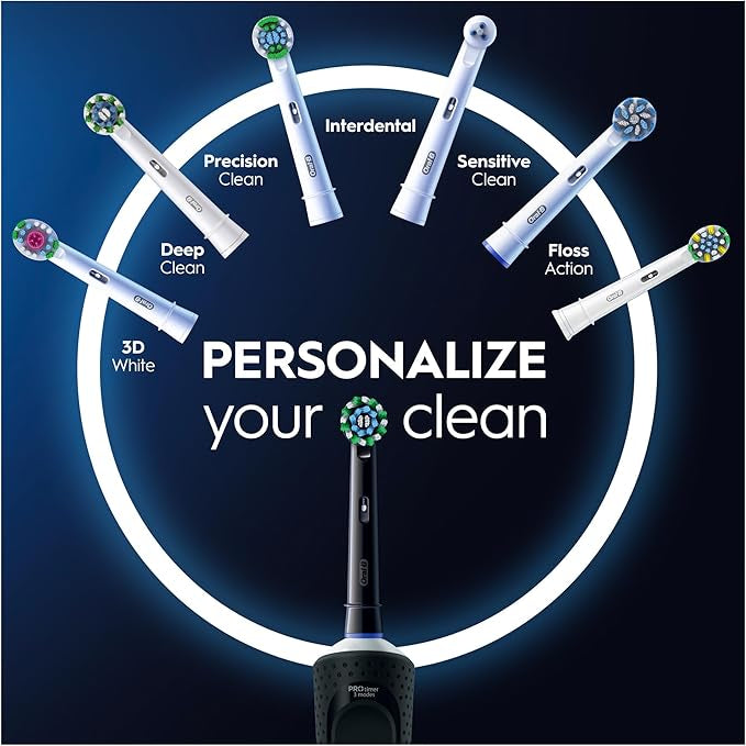 Oral B Vitality 300 Rechargeable Toothbrush with CrossAction Brush Head, 3 Cleaning Modes & 2 Minutes Built-in Timer D103.413.3 Black