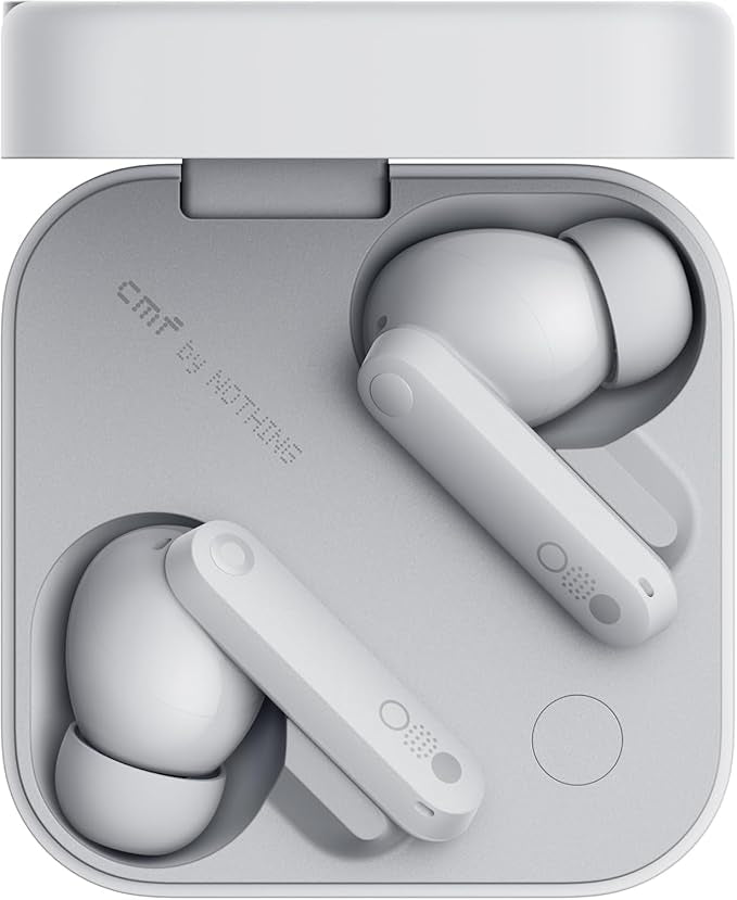 CMF by Nothing Buds Pro 2 Wirelesss earphones with HiFi sound, 50 dB Smart Active Noise Cancellation, 6 HD mics and Spatial Audio, 2025 - Light Grey