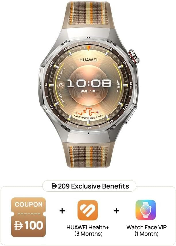 HUAWEI WATCH GT 6 Pro Smart Watch, 46mm, upto 21 days battery life, GPS Smart Watches with 100+ Sports Mode, Cycling, iOS & Android Compatible, ECG Analysis, Health Monitoring, Brown