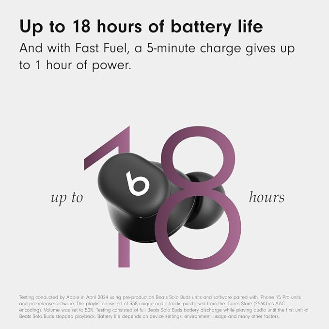 Beats Solo Buds — Wireless Bluetooth Earbuds | 18 Hours of Battery Life | Apple & Android Compatibility | Built-in Microphone - Matt Black