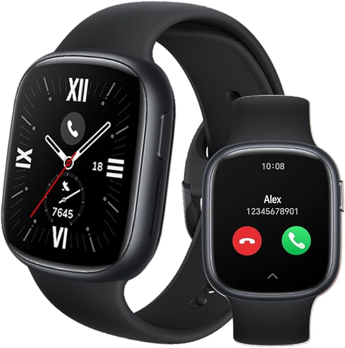 HONOR WATCH 4 SmartWatch, Bluetooth Calling, 1.75 inch AMOLED, GPS, 14 Days Standy, Spo2, Heart Rate and Stress Monitor, 5ATM, Compatible with Android and iOS, Black