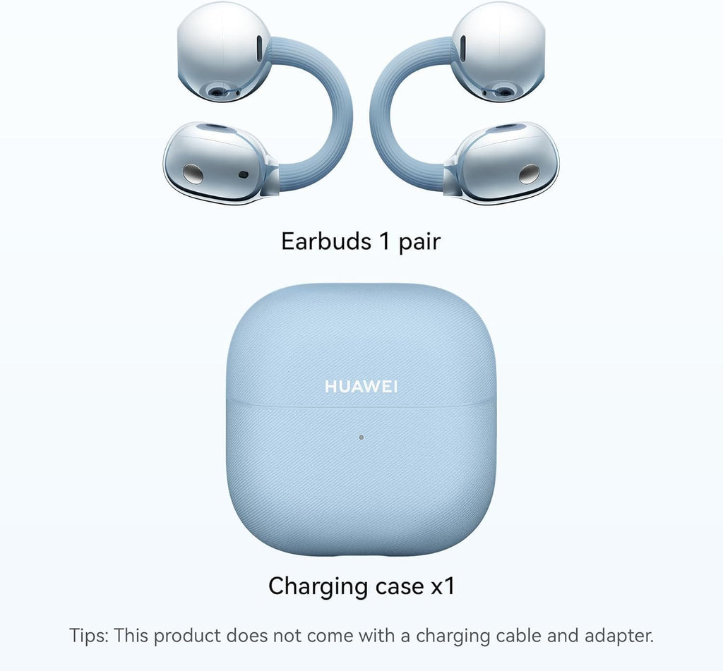 HUAWEI FreeClip 2 Open-Ear Clip-On Earbuds, C-bridge design, Lightweight, 38H Battery, Fast Charge, Dual Driver, IP57 Waterproof & dust proof, Touch & Head-motion control, iOS & Android, Blue