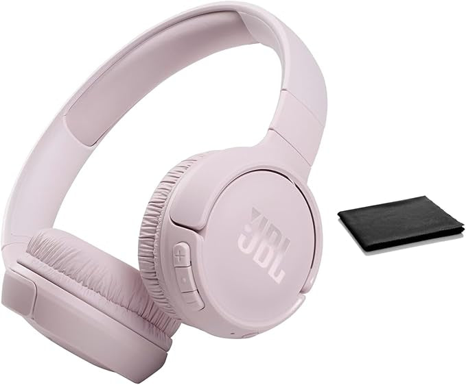 JBL Tune 510BT: Wireless Bluetooth In-Ear Headphones with Purebass Sound - with Cleaning Cloth (Pink, Standard), JBLT510BT-Black Fabric