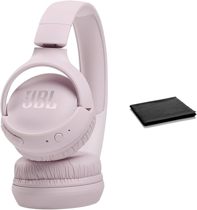 JBL Tune 510BT: Wireless Bluetooth In-Ear Headphones with Purebass Sound - with Cleaning Cloth (Pink, Standard), JBLT510BT-Black Fabric