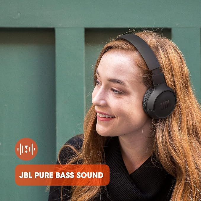 JBL Tune 510BT: Wireless Bluetooth In-Ear Headphones with Purebass Sound - with Cleaning Cloth (Pink, Standard), JBLT510BT-Black Fabric