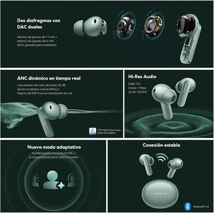 OnePlus Buds 4 Wireless Earbuds,Bass Wave in-Ear Buds,IP55 Tri-Mics AI Earphone,Up to 55dB Adaptive Noise Cancellation,Up to 45Hrs Battery,Green