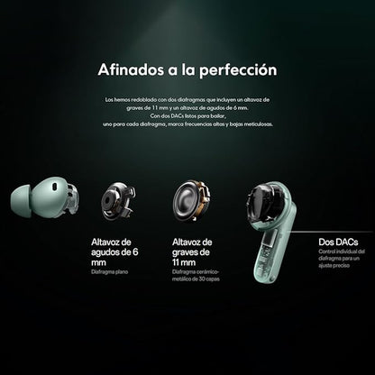 OnePlus Buds 4 Wireless Earbuds,Bass Wave in-Ear Buds,IP55 Tri-Mics AI Earphone,Up to 55dB Adaptive Noise Cancellation,Up to 45Hrs Battery,Green