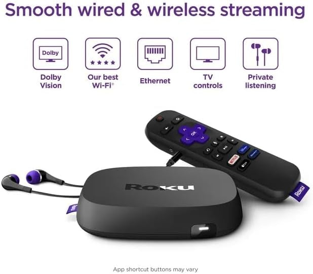Roku Ultra LT Streaming Device 4K/HDR/Dolby Vision/Dual-Band Wi-Fi Voice Remote and HDMI Cable, with MTC HDMI Cable and USB Extension Cord