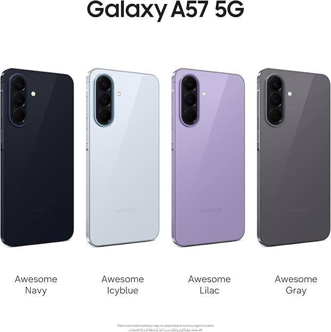 Samsung Galaxy A57 5G Android Smartphone, 256GB Storage, 8GB RAM, Awesome Icyblue, 6x OS Upgrades, Large Display, 50MP Camera, Long Battery Life (UAE Version)