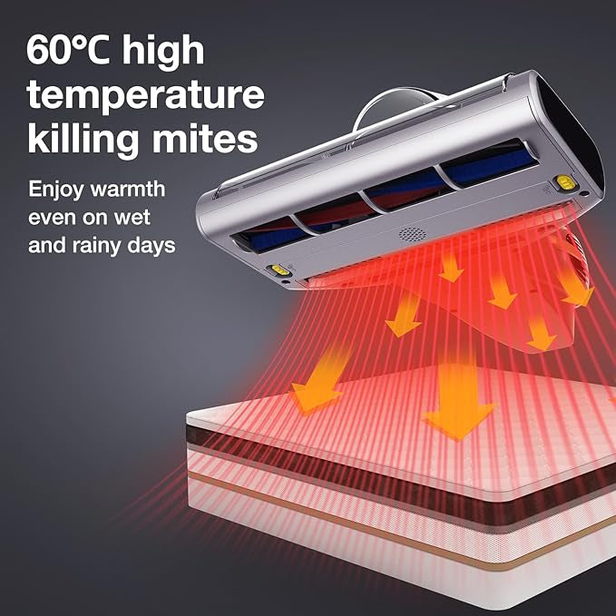 Jimmy BX7 Pro Mite Vacuum Cleaner 700 W Powerful Mattress Cleaner with UV-C Light, Dust Mite Sensor, Ultrasonic Function, 16 Kpa Suction Handheld Vacuum Cleaner for Mattress, Sofa, Bed, Grey