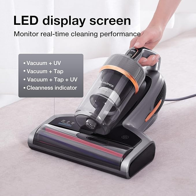 Jimmy BX7 Pro Mite Vacuum Cleaner 700 W Powerful Mattress Cleaner with UV-C Light, Dust Mite Sensor, Ultrasonic Function, 16 Kpa Suction Handheld Vacuum Cleaner for Mattress, Sofa, Bed, Grey