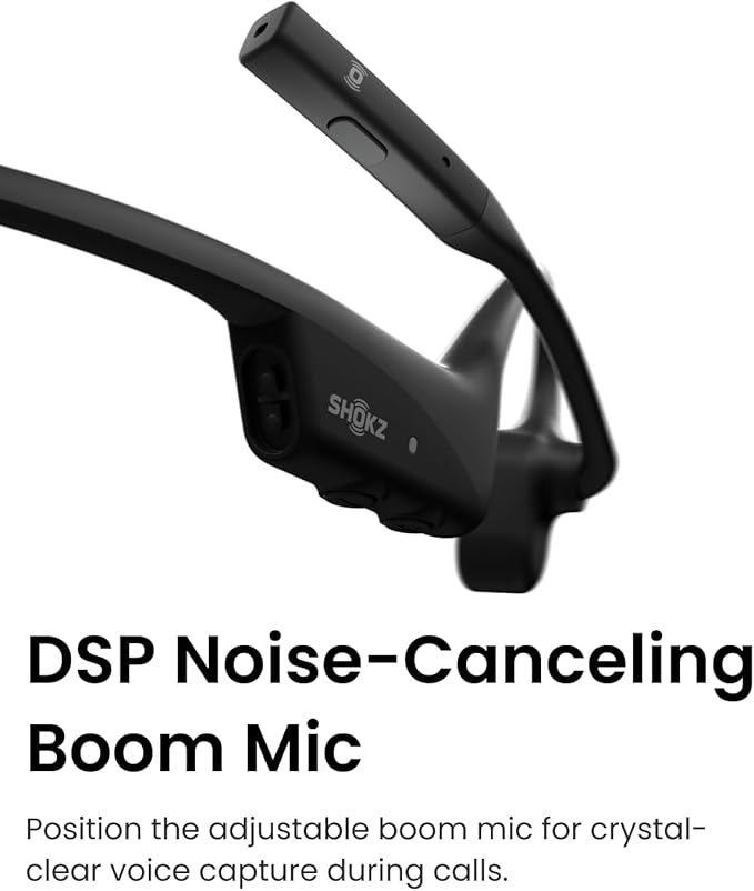 SHOKZ OpenComm2 Wireless Bone Conduction Headsets, Bluetooth Wireless Headset with Noise Canceling Microphone, 16 Hours Talk Time, Open-ear Bluetooth 5.1 Headphones for Work, Call, Meeting, Driving