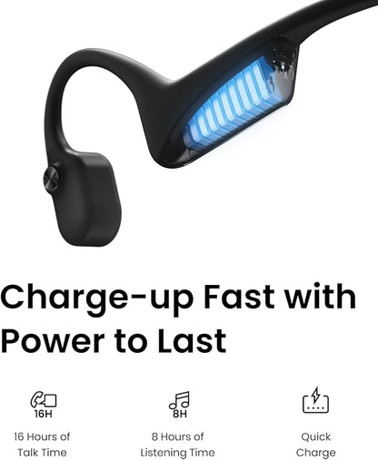 SHOKZ OpenComm2 Wireless Bone Conduction Headsets, Bluetooth Wireless Headset with Noise Canceling Microphone, 16 Hours Talk Time, Open-ear Bluetooth 5.1 Headphones for Work, Call, Meeting, Driving
