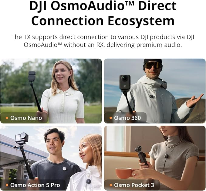 DJI Mic Mini (2TX+1RX+Charging Case), Detail-Rich Audio, 48h Use, Noise Cancelling, Automatic Limiting, Wireless Mic for Camera/iPhone/Android, Vlog, UAE Version, DJI Official Warranty Support