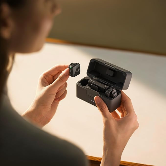 DJI Mic Mini (2TX+1RX+Charging Case), Detail-Rich Audio, 48h Use, Noise Cancelling, Automatic Limiting, Wireless Mic for Camera/iPhone/Android, Vlog, UAE Version, DJI Official Warranty Support