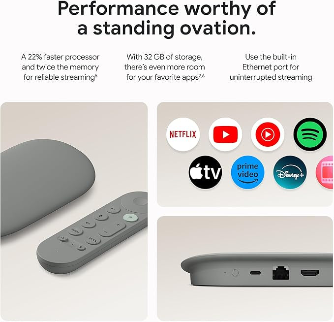 Google Tv Streamer 4K - Fast Streaming Entertainment On Your With Voice Search Remote Watch Movies, Shows, Live Tv, And Netflix In Hdr Smart Home Control 32 Gb Of Storage Hazel