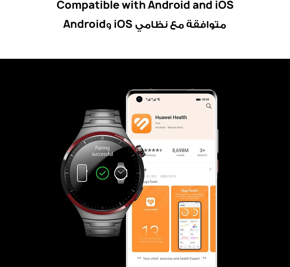 HUAWEI Watch 4 Pro Smartwatch, Spherical Sapphire Glass, Health at a Glance, eSIM Cellular calling, Fresh-new Activity Rings, 21-Day Battery Life, ECG Analysis, Compatible with Andriod & iOS, Brown