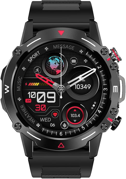 Armfit HULK Smart watch with AMOLED Always On Display Smart watches for men, BT Calling Waterproof Fitness Watch with Heart Sleep Monitor for Android iOS (Black)