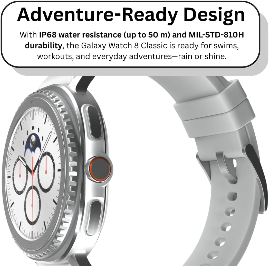 SAMSUNG Galaxy Watch 8 Classic | 46mm, Rotating Bezel | AI Smartwatch w/ 1.34" AMOLED, Wear OS 6, Wi-Fi, Bluetooth, GPS Fitness Tracker, IP68, MIL-STD-810H | International Model L500 | w/Fast Charger,