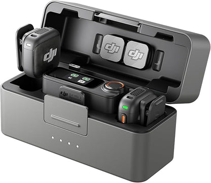 DJI Mic 3 (2 TX + 1 RX + Charging Case), Wireless Microphone for iPhone/Camera/Android, Adaptive Gain Control Balanced Volume, Dual Band Anti-Interference, 28h Use, UAE Version with Official Warranty