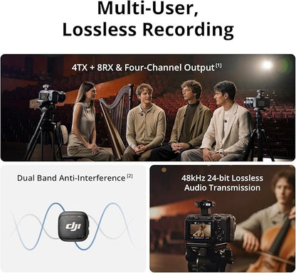 DJI Mic 3 (2 TX + 1 RX + Charging Case), Wireless Microphone for iPhone/Camera/Android, Adaptive Gain Control Balanced Volume, Dual Band Anti-Interference, 28h Use, UAE Version with Official Warranty