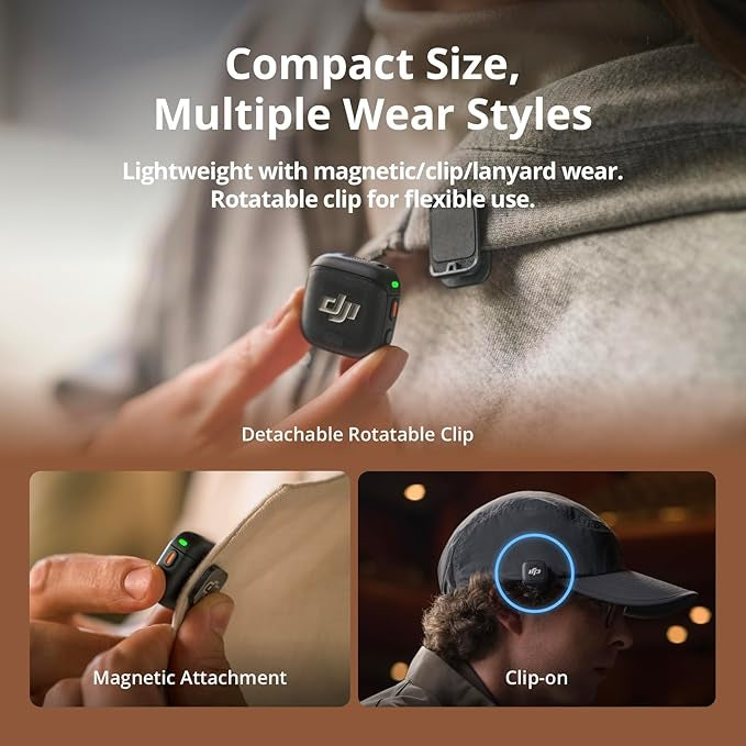 DJI Mic 3 (2 TX + 1 RX + Charging Case), Wireless Microphone for iPhone/Camera/Android, Adaptive Gain Control Balanced Volume, Dual Band Anti-Interference, 28h Use, UAE Version with Official Warranty