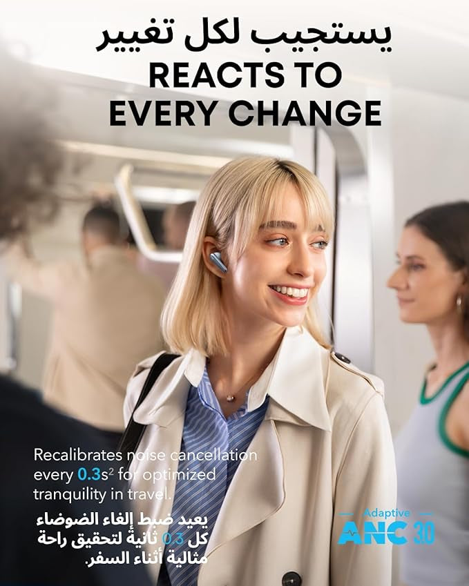 soundcore Liberty 4 Pro by Anker, Noise Cancelling Wireless Earbuds, 7-Sensor and Real-Time Adaptive Noise Cancelling, 2× Faster Charging, Studio-Level Hi-Fi Music, Clear Calls with 9 Mics and AI