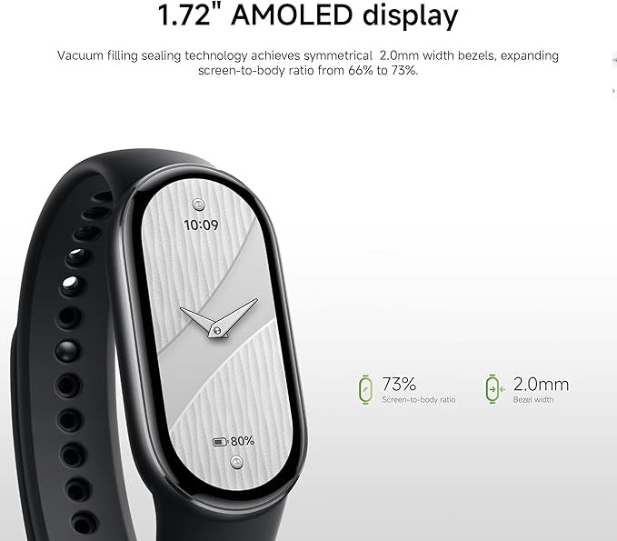 XIAOMI Mi Smart Watch Band 10, 5ATM Waterproof Fitness Step Tracker Sports Digital Smart Watch Health Band for Men Women, 1.72" AMOLED Display, 150+ Sports Modes 24/7 Sleep Monitor (Glacier Silver)