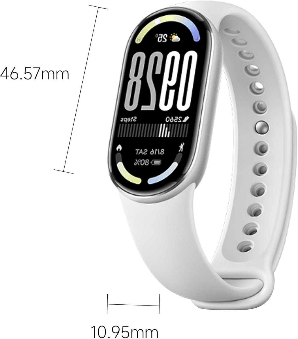 XIAOMI Mi Smart Watch Band 10, 5ATM Waterproof Fitness Step Tracker Sports Digital Smart Watch Health Band for Men Women, 1.72" AMOLED Display, 150+ Sports Modes 24/7 Sleep Monitor (Glacier Silver)