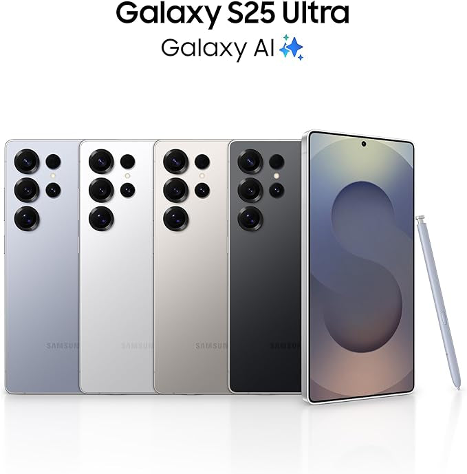 Samsung Galaxy S25 Ultra AI Phone, 256GB Storage, 12GB RAM, Titanium Black, Android Smartphone, 200MP Camera, S Pen, Long Battery Life (UAE Type Approved)