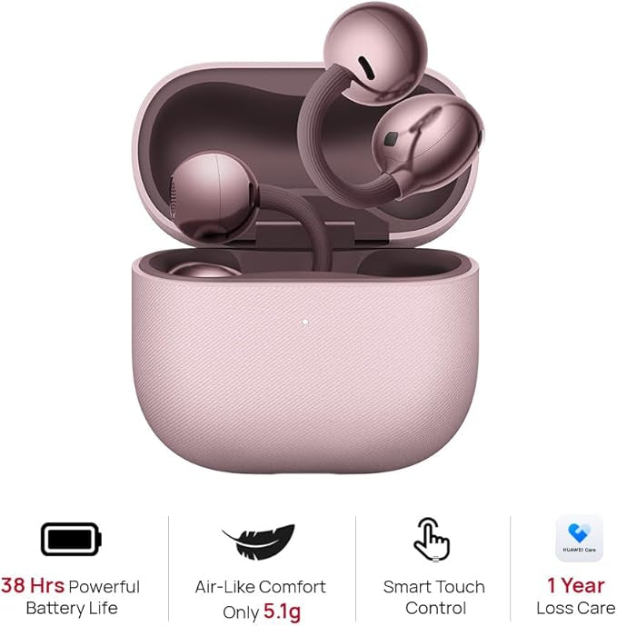 HUAWEI FreeClip 2 Open-Ear Clip-On Earbuds, C-bridge design, Lightweight, 38H Battery, Fast Charge, Dual Driver, IP57 Waterproof & dustproof, Touch & Head-motion control, iOS & Android, Berry Purple