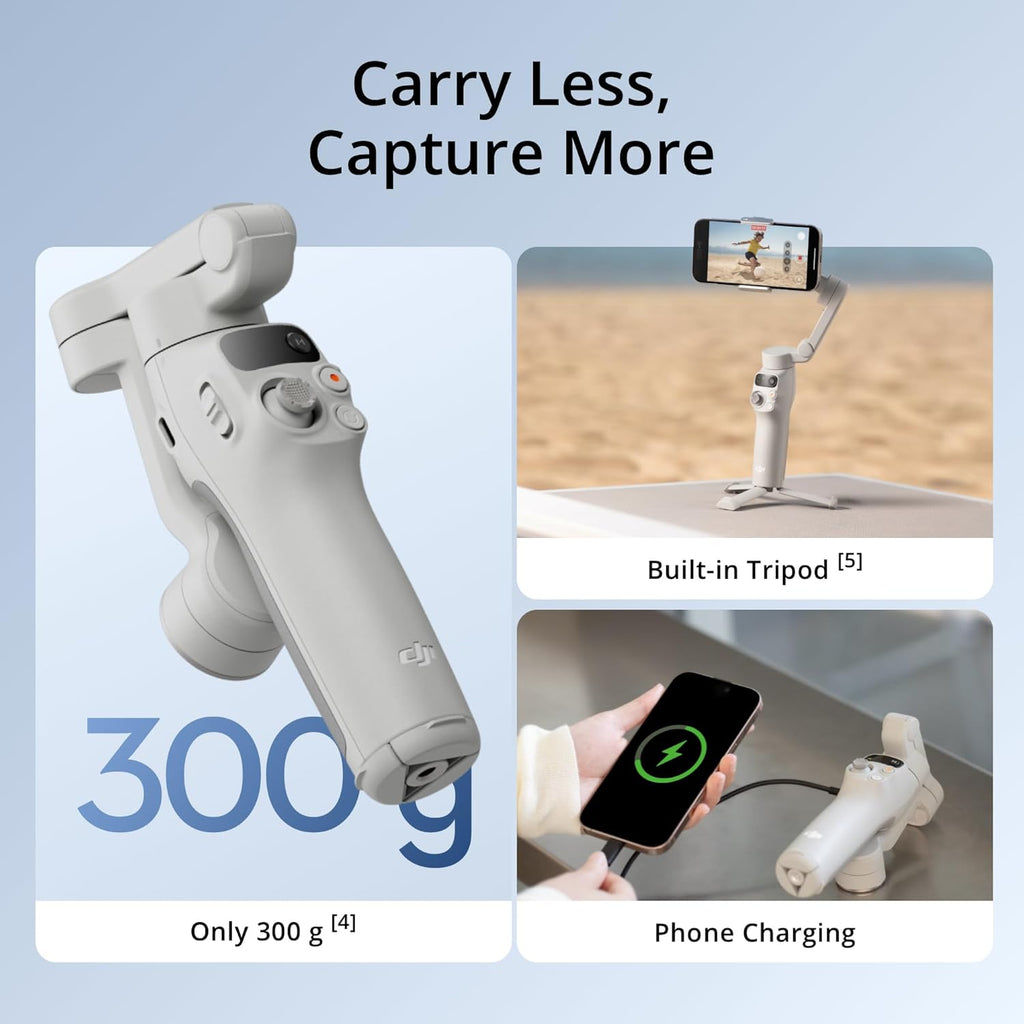 DJI Osmo Mobile 7 Gimbal Stabilizer for iPhone, Android, Built-in Tripod, Comfortable Grip, 3-Axis Phone Gimbal, ActiveTrack 7.0, OneTap Edit, Phone Charging,UAE Version, Official Warranty Support