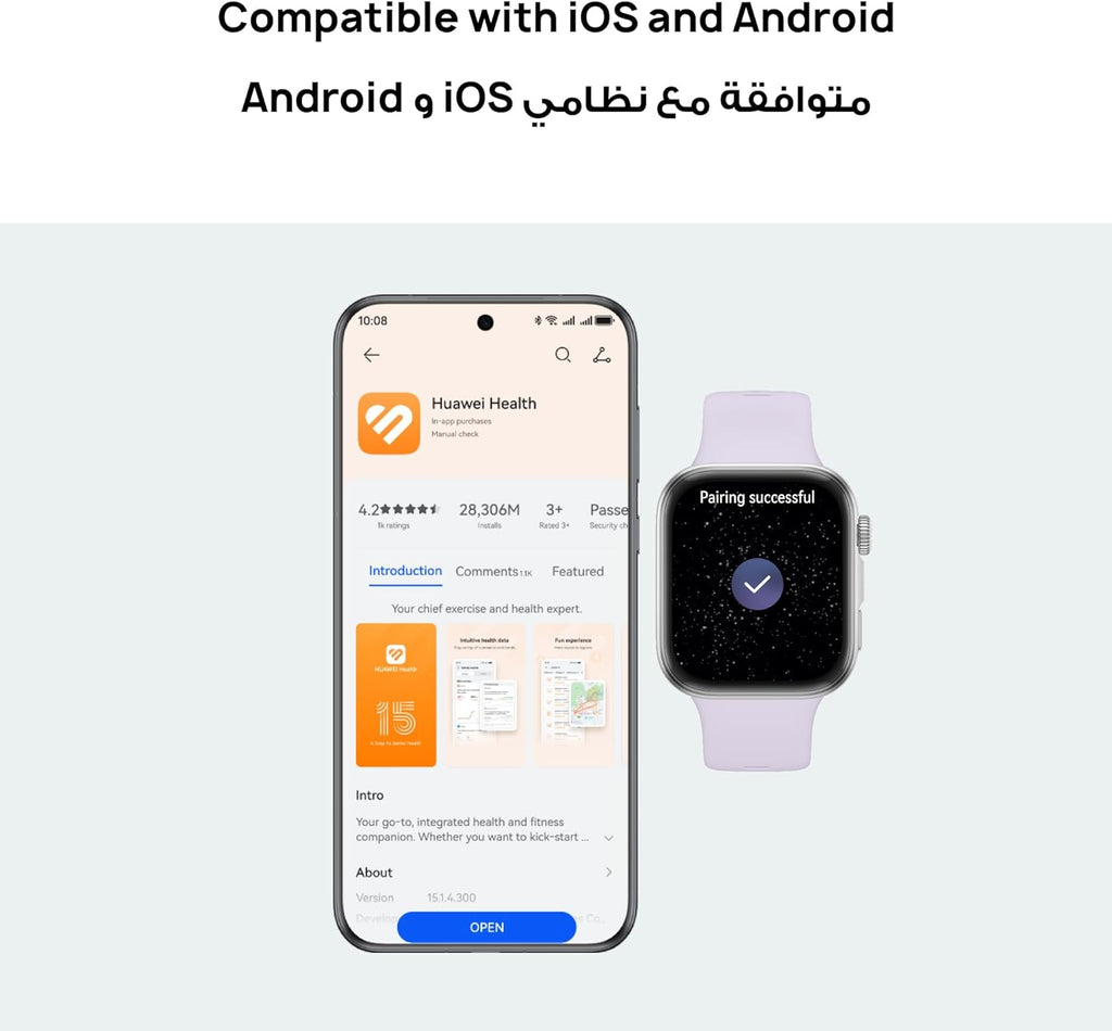 HUAWEI WATCH FIT4 SmartWatch, 1.82â€ Display, 100+ Sports modes, Fitness Tracker, HeartRate Monitor, upto 10-Day Battery Life, iOS&Android, Grey, 3 months additional HuaweiCare+(Amazon Exclusive)