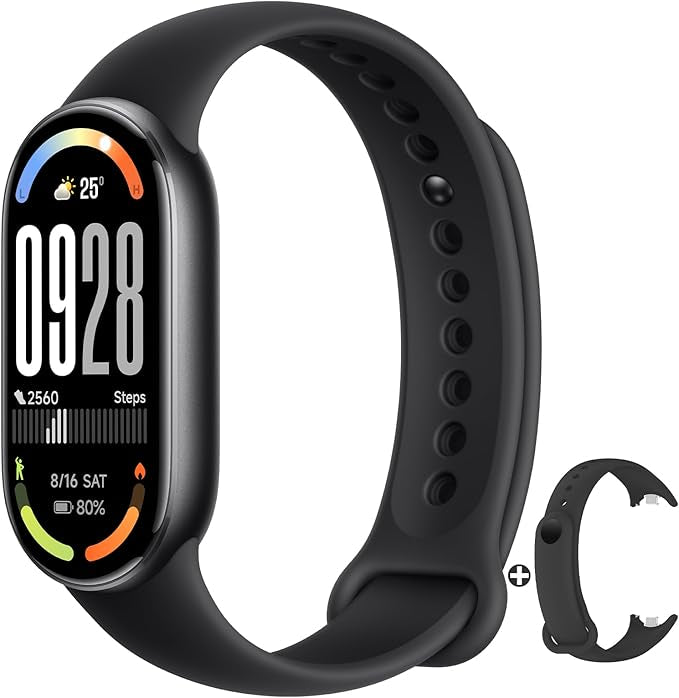 Xiaomi Smart Band 10 - Battery Life up to 21 Days, 1.72" Display, AMOLED with 60Hz Refresh Rate, Sleep, Stress, SpO2, Heart Rate Monitor, 5 ATM, Mi Fitness, Black