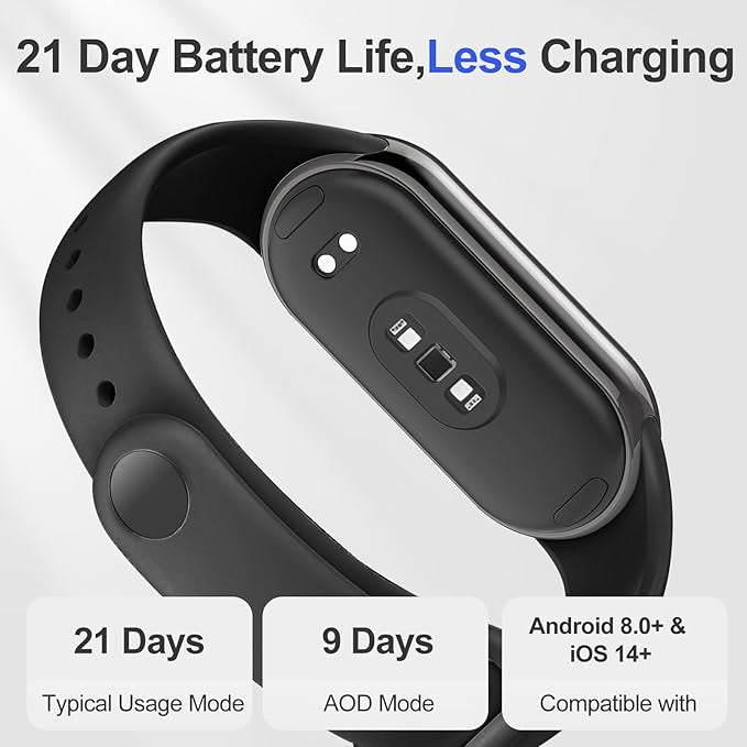 Xiaomi Smart Band 10 - Battery Life up to 21 Days, 1.72" Display, AMOLED with 60Hz Refresh Rate, Sleep, Stress, SpO2, Heart Rate Monitor, 5 ATM, Mi Fitness, Black