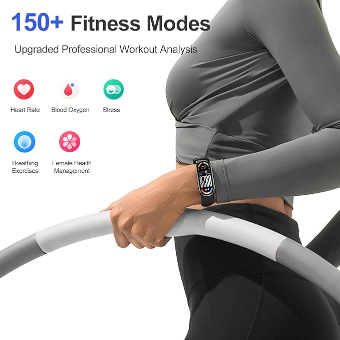 Xiaomi Smart Band 10 - Battery Life up to 21 Days, 1.72" Display, AMOLED with 60Hz Refresh Rate, Sleep, Stress, SpO2, Heart Rate Monitor, 5 ATM, Mi Fitness, Black